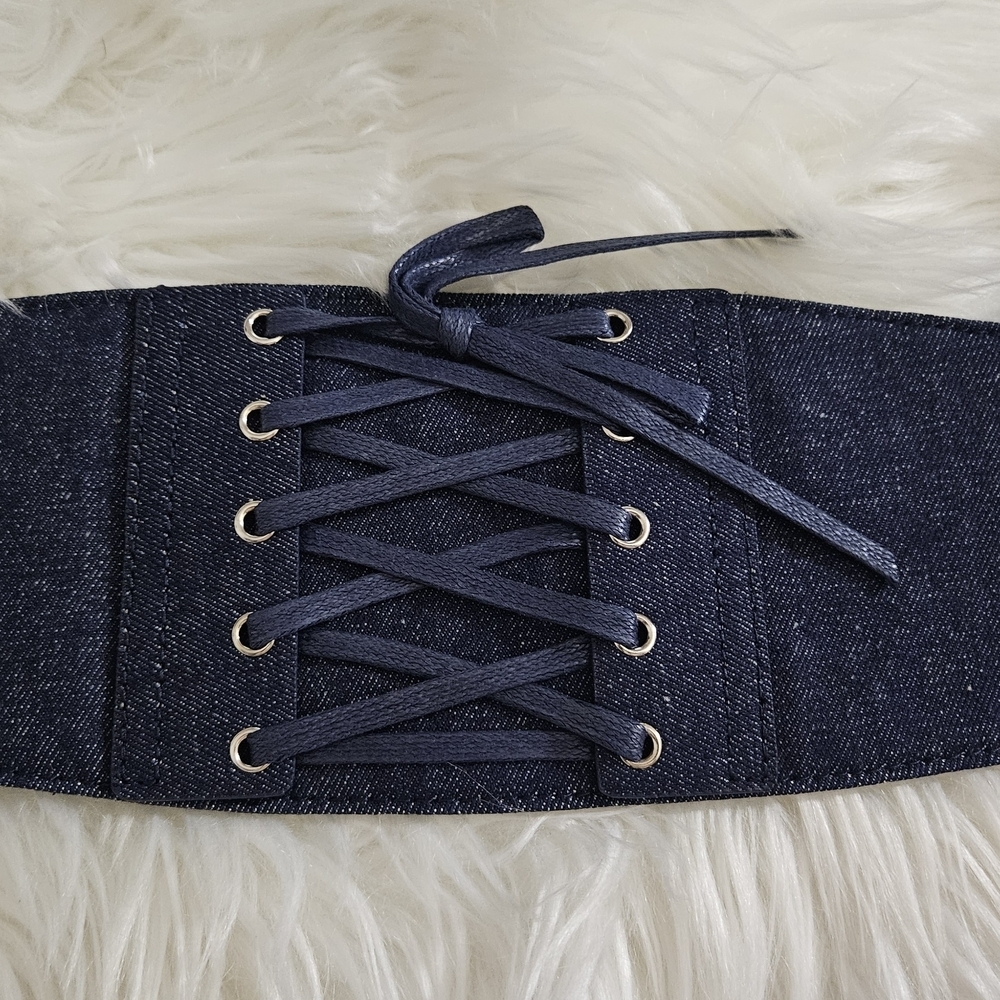 Othr Dark Blue Lace-Up Denim Corset Belt